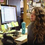 The author gets caught off guard while working at the Peninsula Clarion in 2016 in Kenai, Alaska. (Photo by Ben Boettger)
