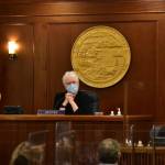 House Speaker Louise Stutes, R-Kodiak, listens to representatives debate a COVID-19 disaster declaration on Thursday, March 25, 2021. (Peter Segall / Juneau Empire file)
