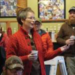 Rep. Sarah Vance, R-Homer, speaks at a town hall meeting on Monday, March 29, 2021, at Captains Coffee in Homer, Alaska. (Photo by Michael Armstrong/Homer News)