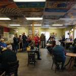 Rep. Sarah Vance, R-Homer, speaks at a town hall meeting on Monday, March 29, 2021, at Captains Coffee in Homer, Alaska. (Photo by Michael Armstrong/Homer News)