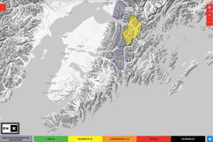 Avalanche.org shows a moderate avalanche risk for Turnagain Pass. (Screenshot)