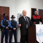 Jim Cockrell speaks at the Kenai Chamber of Commerce and Visitor Center on Tuesday, April 6, 2021, in Kenai, Alaska. (Ashlyn OHara/Peninsula Clarion)