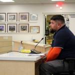 Aaron Fleenor testifies before the Kenai Peninsula Borough Assembly on Tuesday, April 6, 2021, in Soldotna, Alaska. (Ashlyn OHara/Peninsula Clarion)