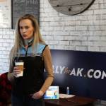 Ashlyn OHara / Peninsula Clarion
Kelly Tshibaka addresses members of the community at Nikiski Hardware & Supply on April 9 in Nikiski.