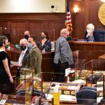 Lawmakers on the floor of the Alaska House of Representatives discuss an amendment on an education funding bill on Wednesday, April 21, 2021. Some House members are trying to pass a budget specifically for education, a departure from past years. (Peter Segall / Juneau Empire)