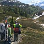 Mark Spano and Bob Loeffler hik in Chugach National Forest. (Photo courtesy Chris Beck/Alaska Trails Initiative)