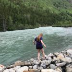 Camille Botello walks along a river in British Columbia while traveling up the Alaska Highway on July 16, 2020. (Photo provided)