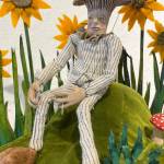 A puppet with a mushroom-shaped head awaits his turn to perform in artist Emily Schuberts storytelling, as seen in this undated photo. (Photo courtesy of Bunnell Street Arts Center)