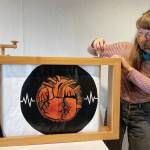 A crankie provides settings for artist Emily Schubert's puppetry, as seen here on Saturday, April 17, 2021, at Bunnell Street Arts Center in Homer, Alaska. (Photo by McKibben Jackinsky.). Photo by McKibben Jackinsky.