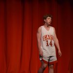 Braeden Porter sings onstage as his character Troy Bolton in the Nikiski Middle/High Schools spring production of High School Musical in Nikiski, Alaska, on Wednesday May 5, 2021. (Camille Botello / Peninsula Clarion)