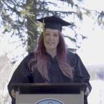 Kenai River Campus Valedictorian Michelle Wicker speaks during Kenai Peninsula Colleges virtual commencement ceremony on Thursday, May 6, 2021. (Screenshot)