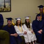 From left to right: Landon Vyhmeister, Jared Vyhmeister, Jamie Hyatt, Emily Warix, Jacob Topp and Isaac Johnson are photographed before their graduation ceremony at Cook Inlet Academy in Soldotna, Alaska on Sunday, May 9, 2021. (Camille Botello / Peninsula Clarion)
