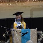 Tovia Owens speaks at the River City Academy graduation in Soldotna, Alaska on Monday, May 17, 2021. She graduated as the valedictorian of Kenai Peninsula Middle College and was a part of the National Honor Society. (Camille Botello / Peninsula Clarion)