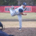 Soldotna starting pitcher Atticus Gibson delivers to Kenai Central on Wednesday, May 19, 2021, at the Kenai Little League fields in Kenai, Alaska. (Photo by Jeff Helminiak/Peninsula Clarion)