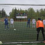 Josh Hieber lines up a penalty kick during the state championship game in Anchorage, Alaska on Saturday, May 29, 2021. (Camille Botello / Peninsula Clarion)
