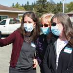 Sarah Knapp / Homer News
Alaska Chief Medical Officer Anne Zink, M.D., left, poses for a selfie with Kelly Bolt, right, and Debbie Gardner, who work at WIC, at a meet-and-greet on Thursday, May 27, at the Homer Public Health Center in Homer.
