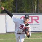 Peninsula Oilers starting pitcher Luke Yacinich delivers to the Mat-Su Miners on Tuesday, June 22, 2021, at Coral Seymour Memorial Park in Kenai, Alaska. (Photo by Jeff Helminiak/Peninsula Clarion)