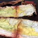 A map recovered from the 1952 crash of a C-124 Globemaster was found this month on Colony Glacier and displayed at Joint Base Elmendorf-Richardson, Alaska, Tuesday, Sept. 29, 2021. (AP Photo/Mark Thiessen)