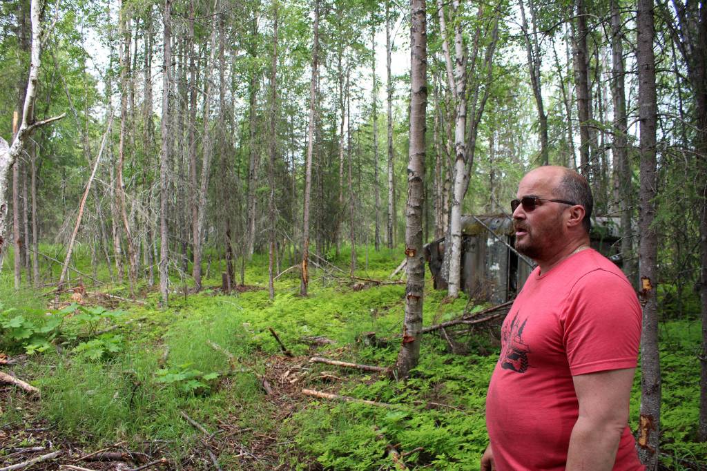 Walt Blauvelt stands among trees near the Central Peninsula Landfill on Thursday, July 1, 2021 near Soldotna, Alaska. (Ashlyn OHara/Peninsula Clarion)