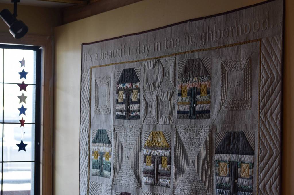 Fine Thyme Cafe in Soldotna hosts one of the pieces of the Kenai River Quilt Tour on July 2, 2021. The tour will take place throughout the month of July. (Camille Botello / Peninsula Clarion)
