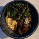 This rich Parmesan risotto makes a creamy base for mushrooms and kale. Photographed July 10, 2021, in Nikiski, Alaska. (Photo by Tressa Dale/Peninsula Clarion)