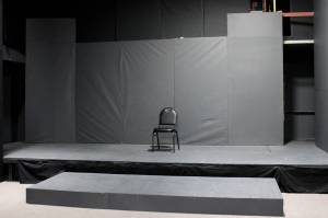 The stage for "Grounded" is seen inside of the Kenai Performers black box theatre on Monday, March 15 in Soldotna, Alaska. (Ashlyn OHara/Peninsula Clarion)