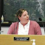 Stephanie Queen speaks during a meeting of the Soldotna City Council on Wednesday, July 28, 2021 in Soldotna, Alaska. (Ashlyn O'Hara/Peninsula Clarion)