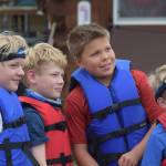 Participants in the Kenai River Junior Classic prepare to head down the Kenai River on Wednesday, Aug. 11, 2021, in Soldotna, Alaska. (Camille Botello / Peninsula Clarion)