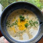 This potato corn chowder takes 10 minutes to prepare and can be customized with different toppings to satisfy everyone at the table. (Photo by Tressa Dale/Peninsula Clarion)