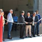 The ribbon is cut at Nikiski Fire Station 3 on Friday, Aug. 20, 2021 in Nikiski, Alaska. (Ashlyn OHara/Peninsula Clarion)