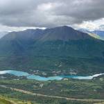 A section of trees are cleared to make way for the Cooper Landing Bypass, on Aug. 10, 2021, in Cooper Landing, Alaska. (Photo by Jeff Helminiak/Peninsula Clarion)