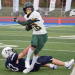 Services Kai Hartman is spun down by Soldotnas Jeren Nash on Friday, Sept. 3, 2021, at Justin Maile Field in Soldotna, Alaska. (Photo by Jeff Helminiak/Peninsula Clarion)