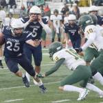 Soldotnas Gehret Medcoff rushes against Service at Justin Maile Field on Friday, Sept. 3, 2021, in Soldotna, Alaska. (Photo by Camille Botello/Peninsula Clarion)