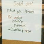 A sign in the Carmen's Gelato store front announces they are sold out for the season. (Photo by Sarah Knapp/Homer News)
