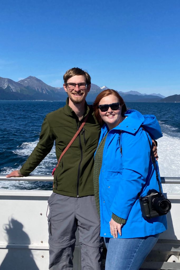 Sarah and Michael enjoy a wildlife cruise through Resurrection Bay on Aug. 21.