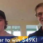 Ethan Benton (left) and Laura Walters of Kodiak win the vaccine lottery for the Alaska Chamber's week one vaccine lottery giveaway "Give AK a Shot." (Screenshot)