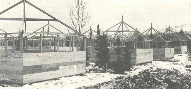 Courtesy photo / Northern Land Use Research Alaska
Tent platforms for interned Japanese-Americans stand at Fort Richardson Internment Camp in February 1942.