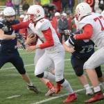 Wasilla quarterback Jacob Mahoney breaks free against Soldotna on Friday, Sept. 24, 2021, at Justin Maile Field in Soldotna, Alaska. (Photo by Jeff Helminiak/Peninsula Clarion)