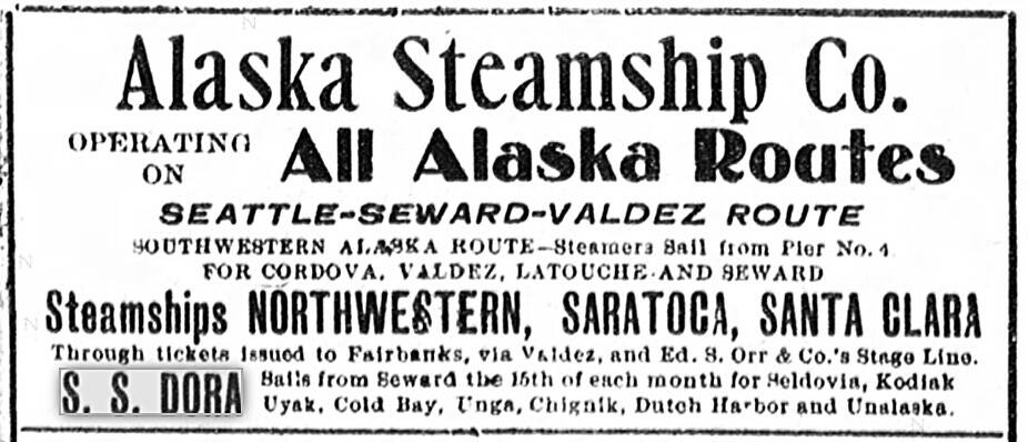 The Alaska Steamship Company printed this schedule in the Alaska Prospector in February 1908.