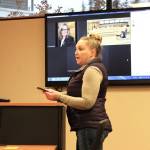 Lena Wissner testifies before the Kenai City Council in support of additional funding for a dog park in Kenai on Wednesday, Oct. 6, 2021 in Kenai, Alaska. (Ashlyn OHara/Peninsula Clarion)