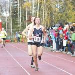 Soldotnas Jordan Ruffner places 17th at the Division I state cross-country championship Saturday, Oct. 9, 2021, at Bartlett High School in Anchorage. (Photo by Tim Rockey/Frontiersman)