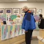 Kenai Vice Mayor Bob Molloy examines redistricting maps during an open house hosted by the Alaska State Redistricting Board on Thursday, Oct. 14, 2021 in Soldotna, Alaska. (Ashlyn OHara/Peninsula Clarion)
Kenai Vice Mayor Bob Molloy examines redistricting maps during an open house hosted by the Alaska State Redistricting Board on Thursday, Oct. 14, 2021 in Soldotna, Alaska. (Ashlyn OHara/Peninsula Clarion)