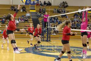 Kenai Central's Jorgi Phillips attacks against Homer on Tuesday, Oct. 19, 2021, at Homer High School in Homer, Alaska. (Photo by Sarah Knapp/Homer News)