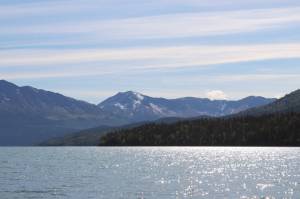 Kenai Lake sparkles under the sun on Saturday, Sept. 11, 2021 near Cooper Landing, Alaska. (Ashlyn O'Hara/Peninsula Clarion)