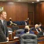 Rep. David Eastman, R-Wasilla, speaks on the floor of the Alaska House of Representatives during a floor debate on Tuesday, Aug. 31, 2021, over an appropriations bill during the Legislatures third special session of the summer. Multiple organizations reported on Wednesday that Eastman is a lifetime member of the far-right organization the Oath Keepers. (Peter Segall / Juneau Empire)