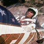 Evel Knievel is shown in his rocket on Sept. 8, 1974, before his failed attempt at a highly promoted 3/4-mile leap across Snake River Canyon in Idaho. (AP Photo/File)