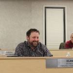Bill Elam (center) nominates Brent Hibbert to be president of the Kenai Peninsula Borough Assembly on Tuesday, Oct. 26, 2021 in Soldotna, Alaska. (Ashlyn OHara/Peninsula Clarion)