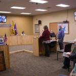 Leslie Rohr, of the Kenai Peninsula Homelessness Coalition, presents the coalitions strategic plan during the Oct. 25 Homer City Council regular meeting. (Photo by Sarah Knapp/Homer News)