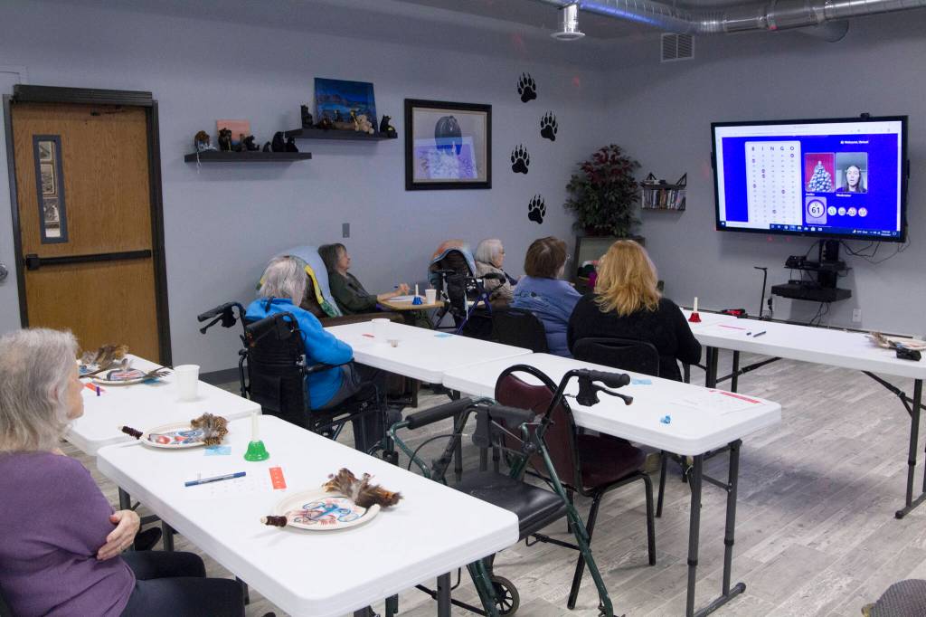 Homer Senior Citizen Center residents participated in a worldwide Televeda bingo event to set a Guinness world record on Friday, Oct. 22. (Photo by Sarah Knapp/Homer News)