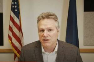 Screenshot
Gov. Mike Dunleavy speaks to a Western Governors Association workshop held in Ketchikan on Tuesday, Nov. 2, 2021. Dunleavy gave the opening remarks Tuesday and said President Joe Bidens policies were hurting Alaska.